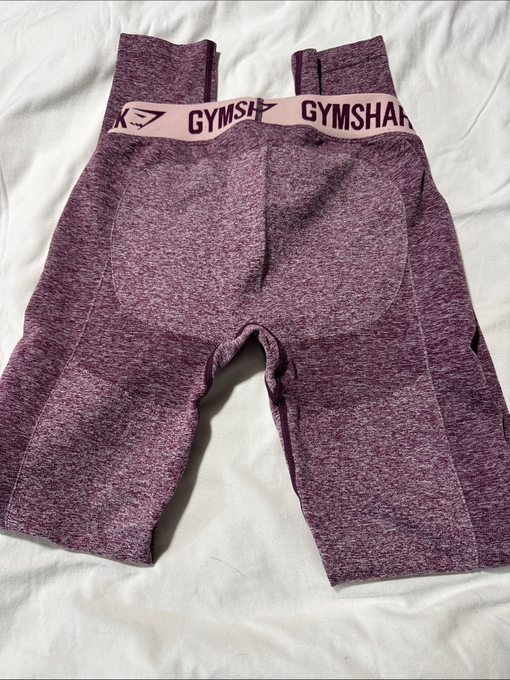Gymshark Marled Plum Leggings with Pink Branded Waistband - Picture 3 of 4
